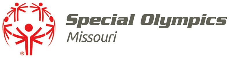 Special Olympics Missouri logo Red and Gray (Horizontal two lines)
