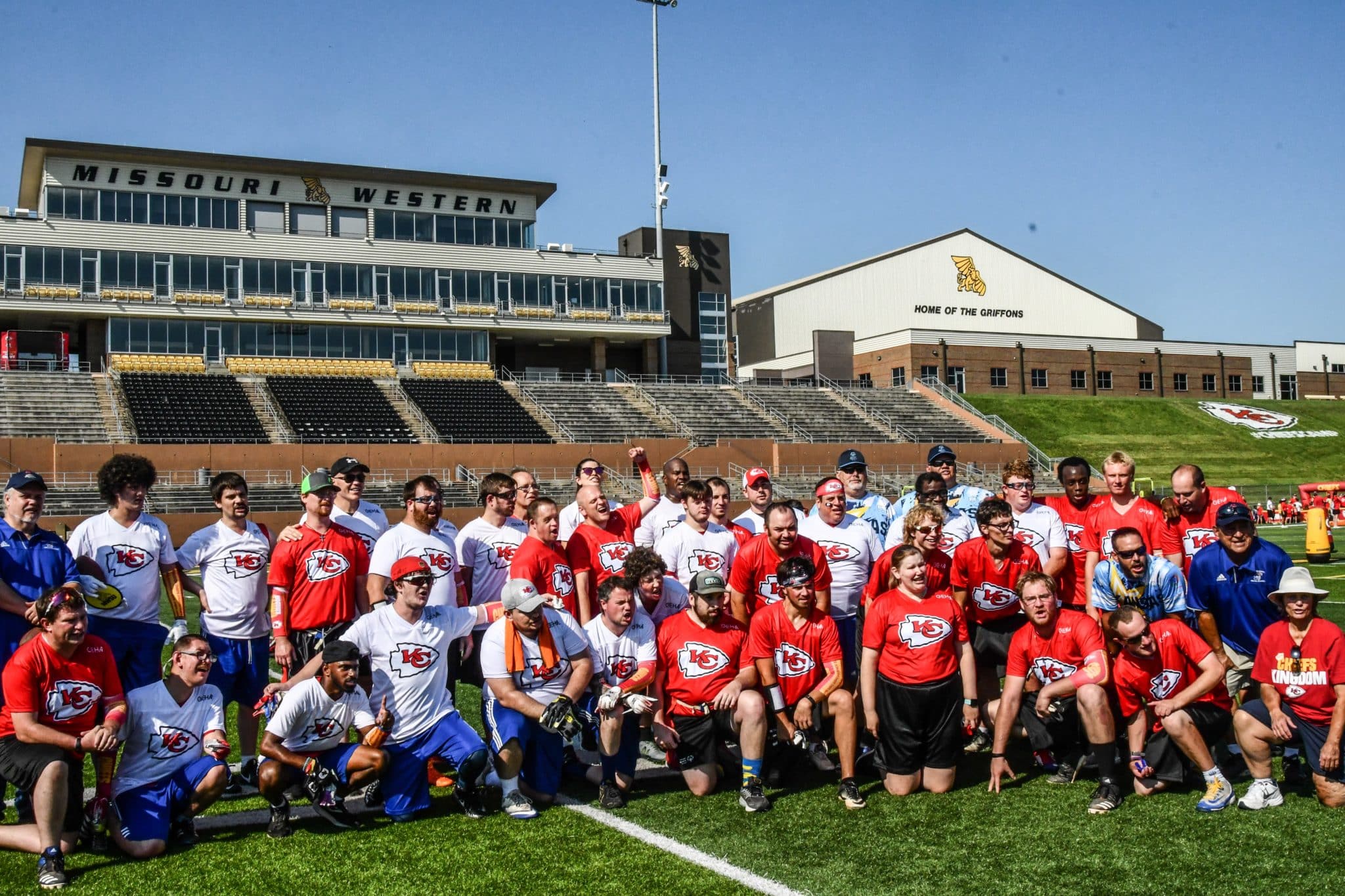 Special Olympics Missouri athletes played against athletes from Special Olympics Kansas at Spratt Stadium in St. Joseph, Mo. at Chiefs Training Camp on Thursday, August 4, 2022.