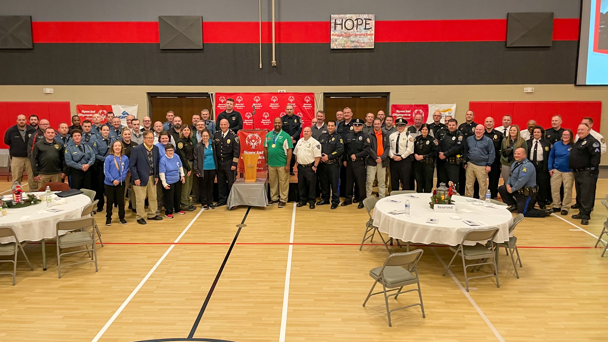 Law Enforcement With Athletes Group Photo