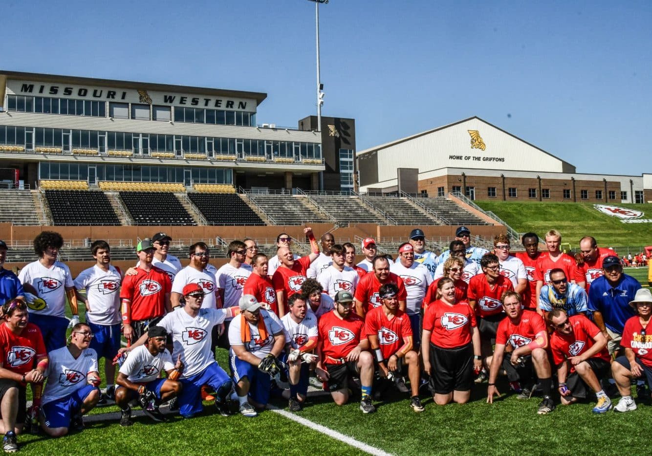 Special Olympics Missouri athletes played against athletes from Special Olympics Kansas at Spratt Stadium in St. Joseph, Mo. at Chiefs Training Camp on Thursday, August 4, 2022.